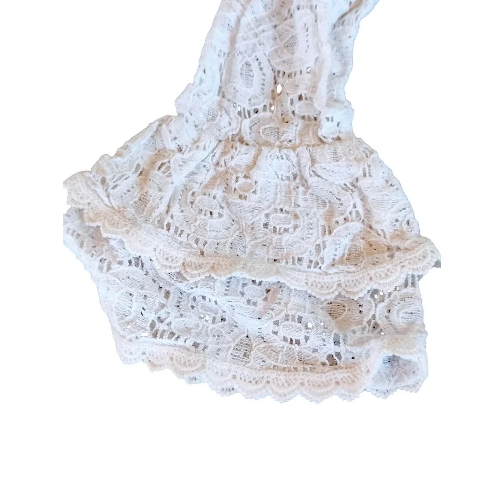 Rare Editions Girls Size 6 White Lace Boho Bell Sleeve Ruffle Dress Tassel‎